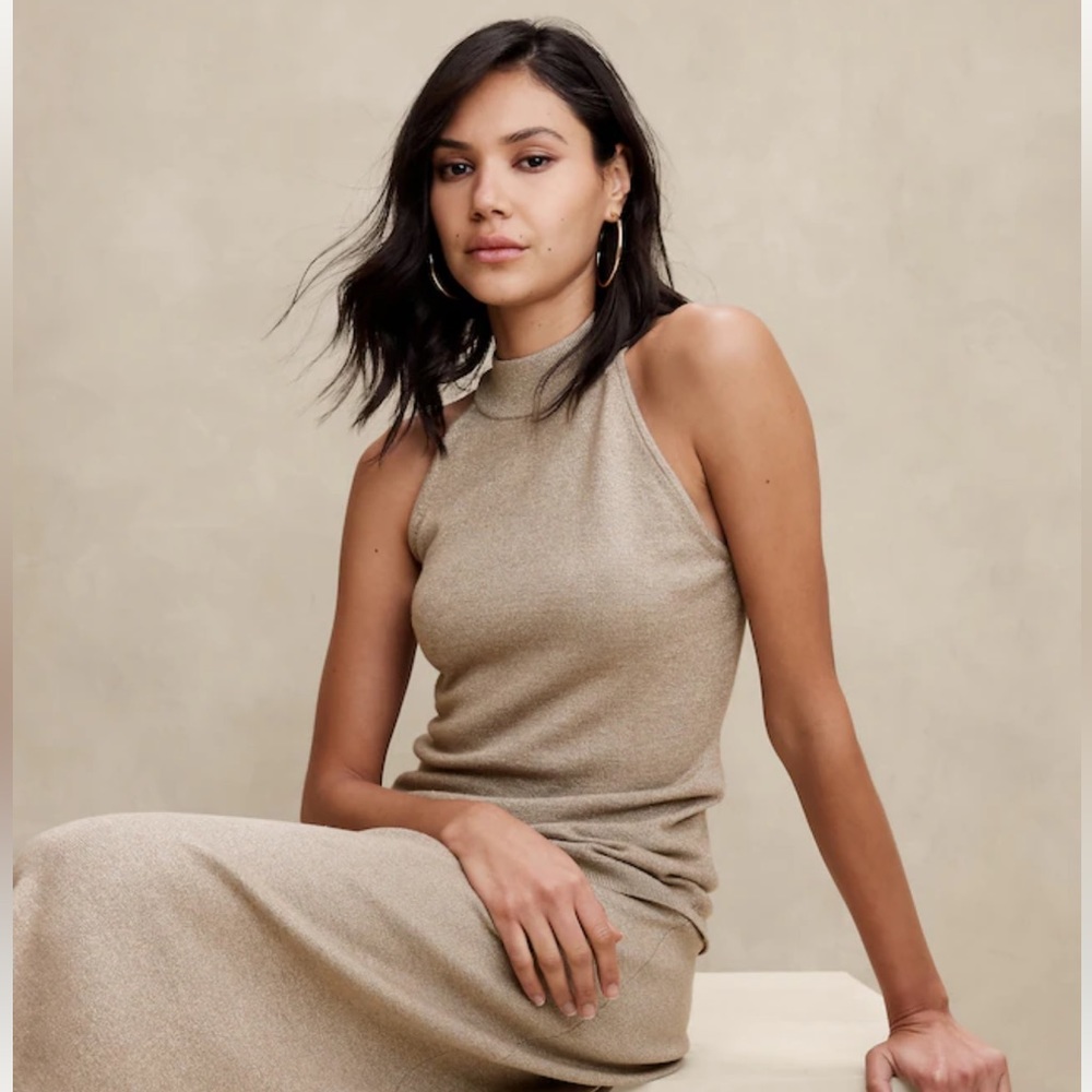 Banana Republic Lurex halter top - plateau beige